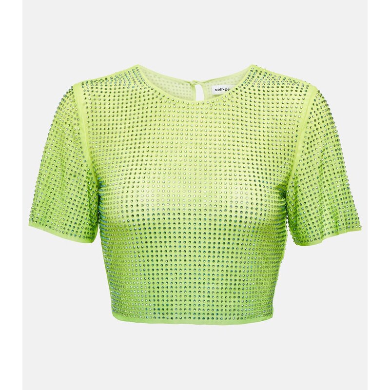 Self-Portrait Crystal-embellished crop top 68047335