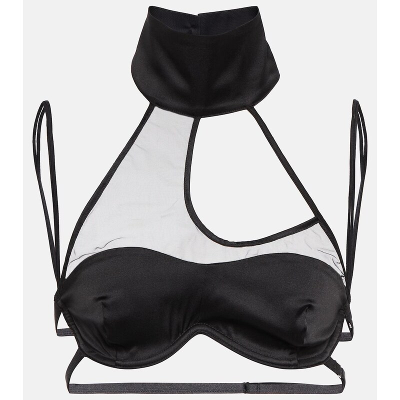 Didu Mesh-paneled satin bralette 68052583