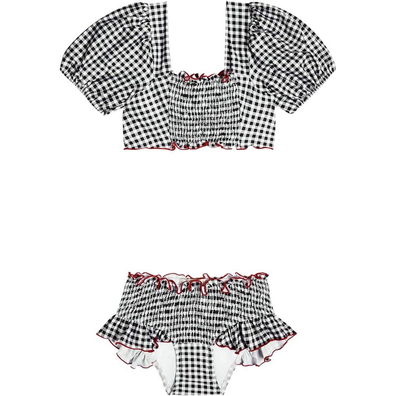 Suncracy Gingham puff-sleeve bikini 67999221