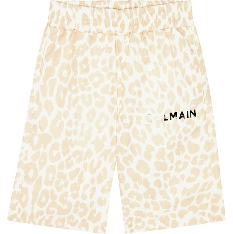Balmain Kids Leopard-print cotton shorts 68272780