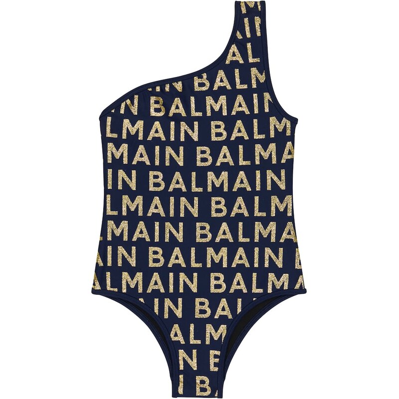 Balmain Kids Logo one-shoulder swimsuit 68255955