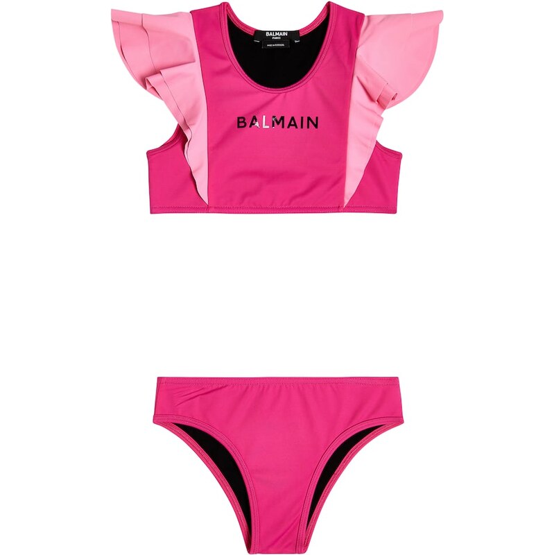 Balmain Kids Logo ruffle-trimmed bikini 67958265
