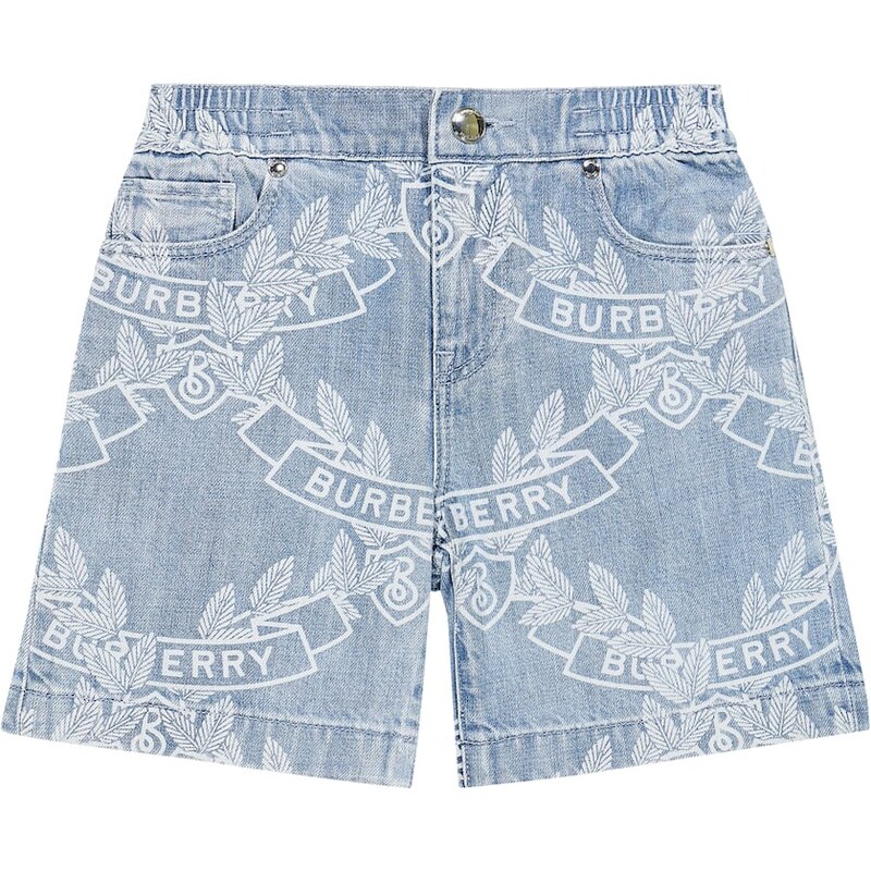 Burberry Kids Oak Leaf Crest printed denim shorts 68305124