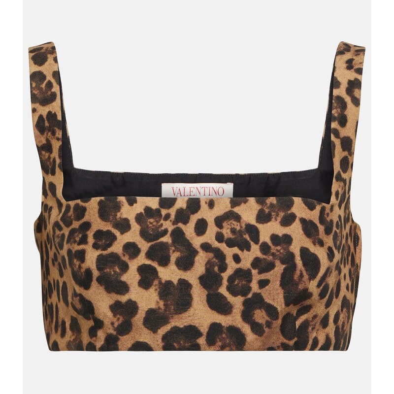Valentino CrÃªpe Couture leopard-print crop top 68246550