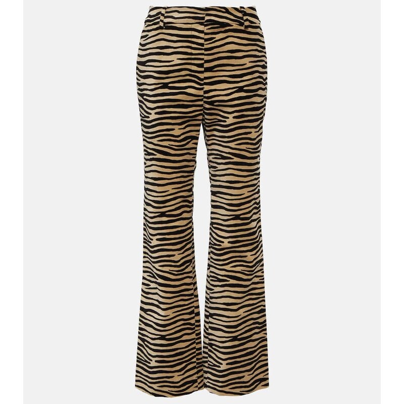 Rabanne Tiger-print cotton twill flared pants 68032149