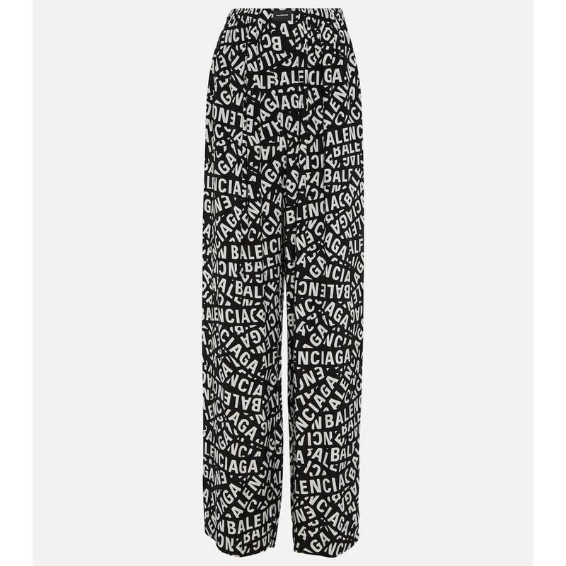 Balenciaga Logo high-rise wide-leg pants 68190747