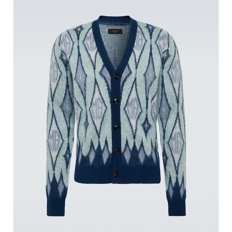 Amiri Argyle mohair-blend cardigan 67938746