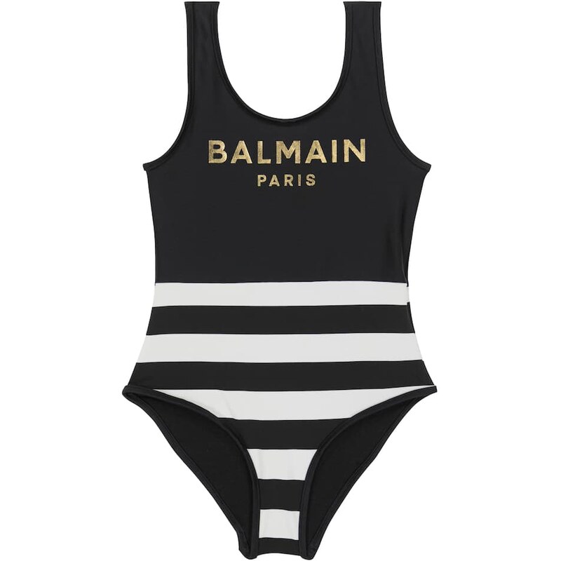 Balmain Kids Logo striped swimsuit 67999534