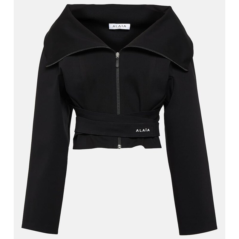 Alaia AlaÃ¯a Cropped jersey jacket 68195048