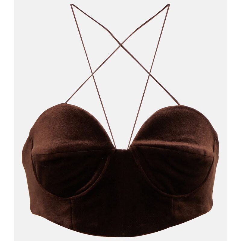 Alex Perry Halterneck velvet bralette 68279728