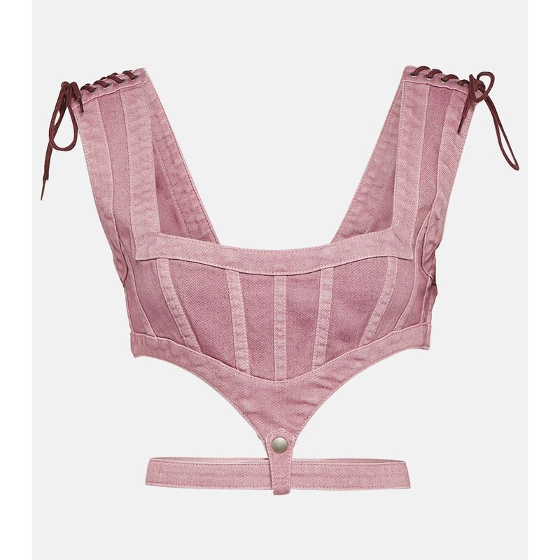 Jean Paul Gaultier x KNWLS cutout denim corset top 68102183