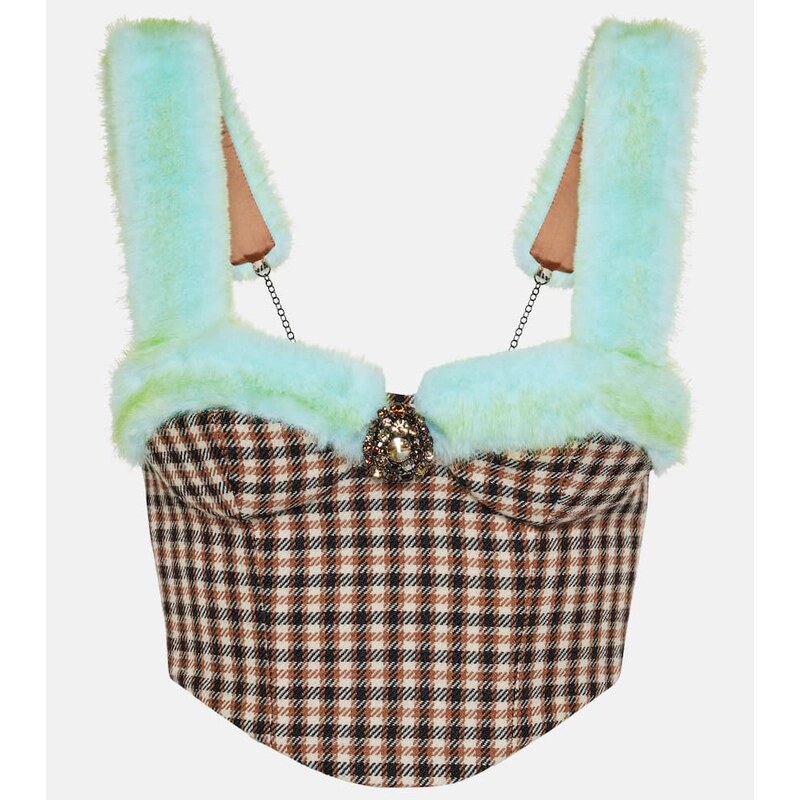 Area Checked wool and cotton bustier 67989820