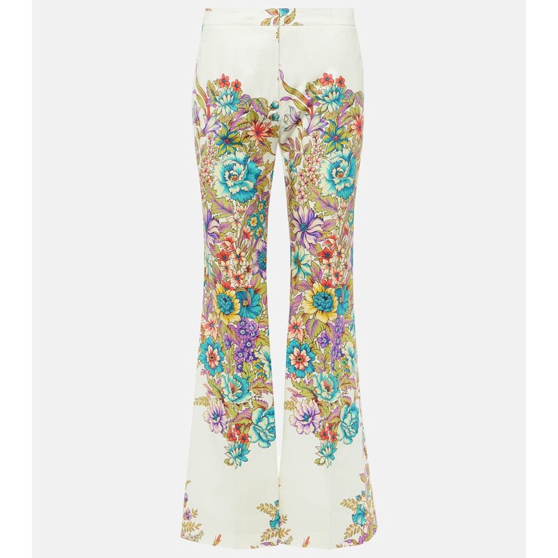 Etro Floral cotton-blend flared pants 67969968