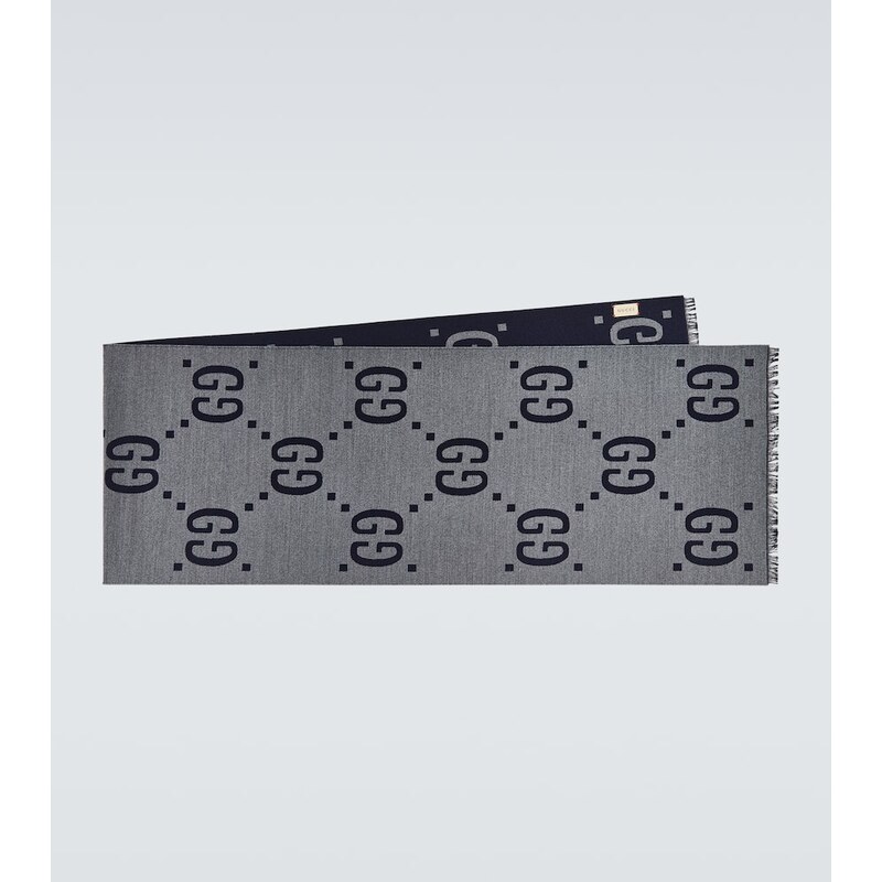Gucci GG jacquard wool-silk scarf 68278443