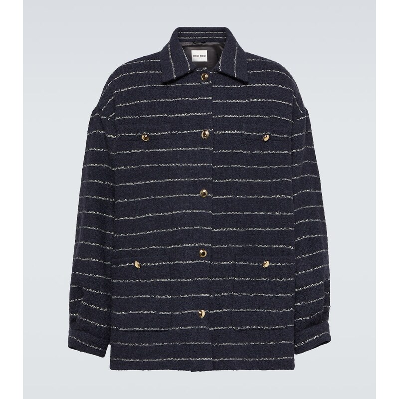 Miu Miu Striped wool-blend bouclÃ jacket 68091578