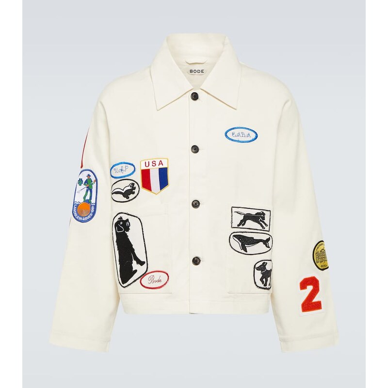 Bode Cambridge patch-appliquÃ cotton canvas jacket 68201765