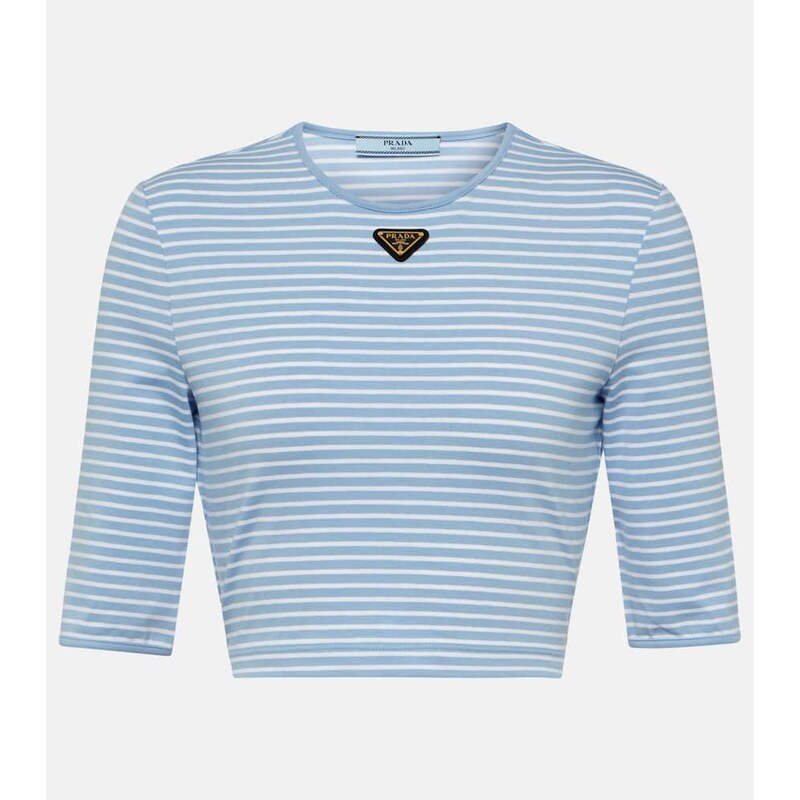Prada Logo cotton-blend crop top 68377564