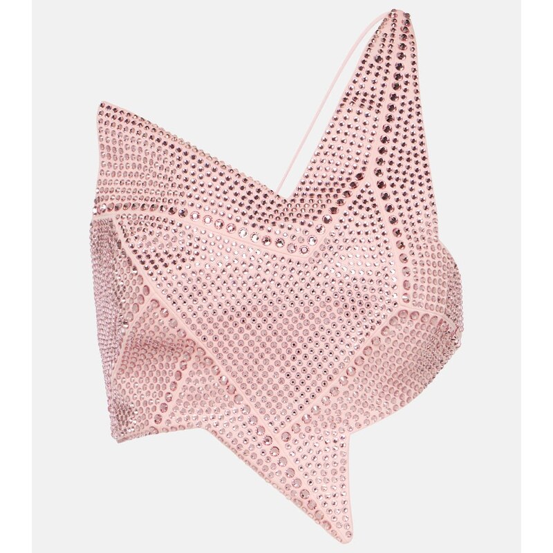 Area Asymmetric embellished jersey crop top 67949118