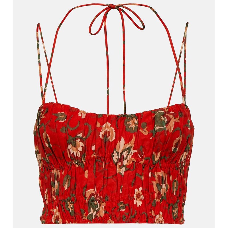 SIR Reyes printed cotton and silk crop top 68155204