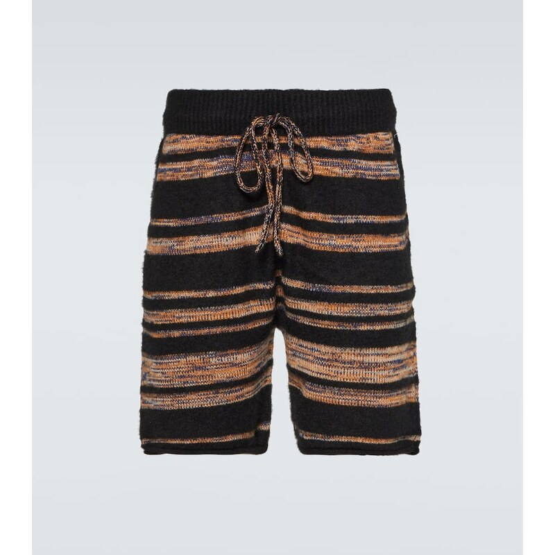 The Elder Statesman Phantom striped cashmere and cotton shorts 68286516