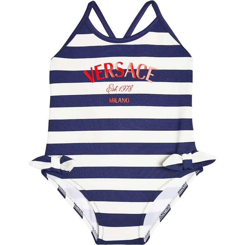 Versace Kids Baby logo striped swimsuit 68129361
