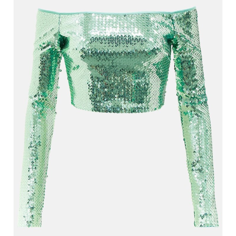 David Koma Sequined off-shoulder crop top 68306240