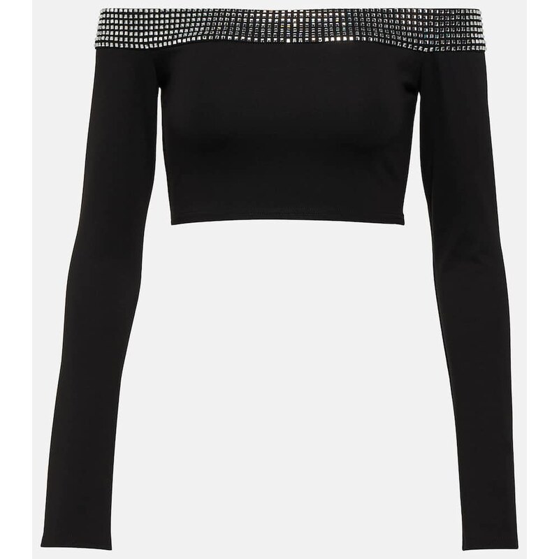 David Koma Crystal-embellished crop top 68391620