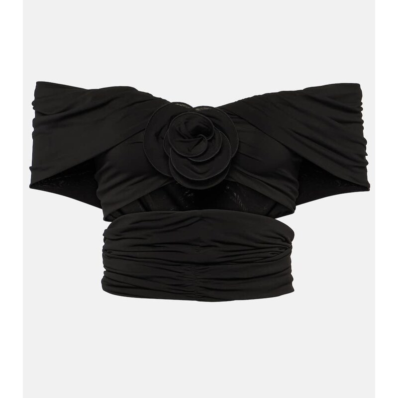 Magda Butrym Floral off-shoulder ruched crop top 68274305