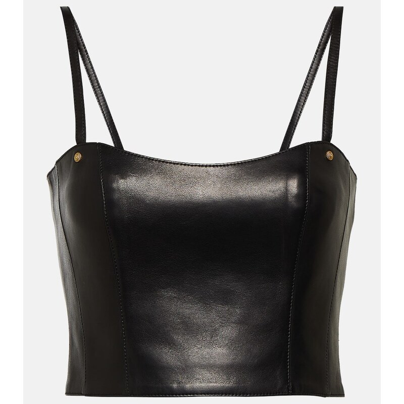 Balmain Leather crop top 68068998