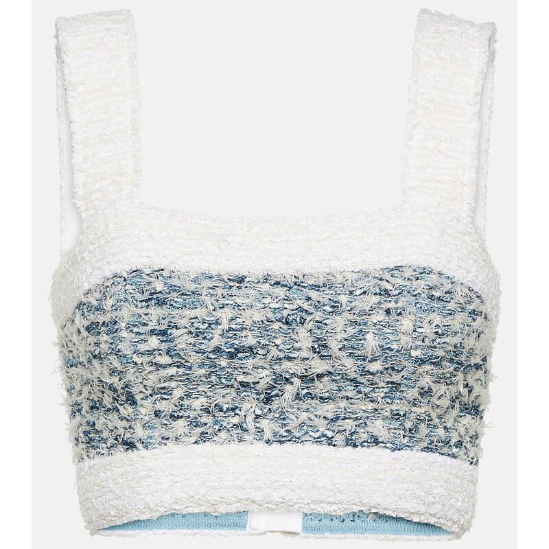 Balmain Tweed denim crop top 67928892