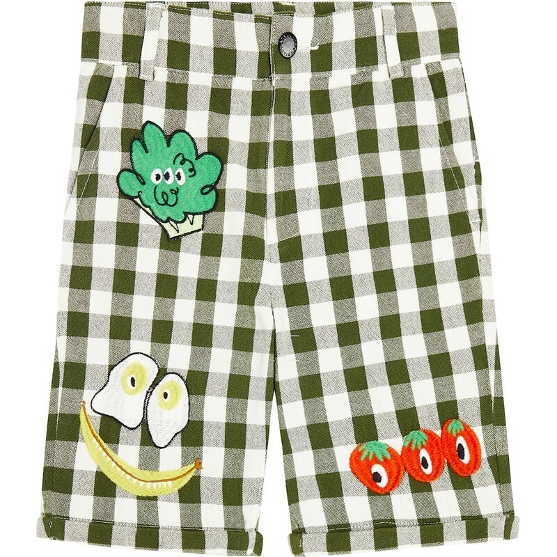 Stella McCartney Kids AppliquÃ checked cotton shorts 68132154