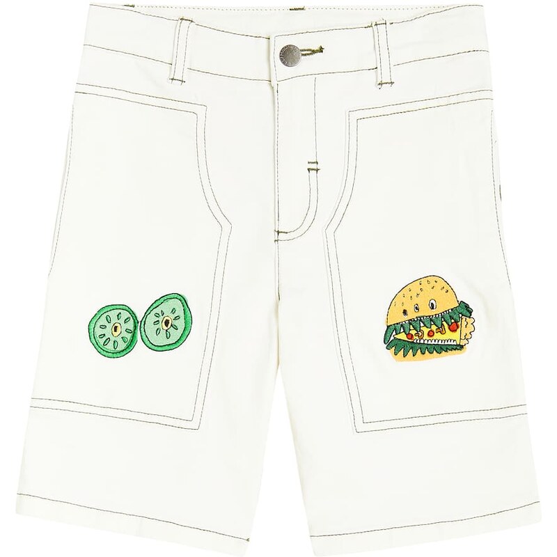 Stella McCartney Kids Embroidered cotton blend shorts 68109694
