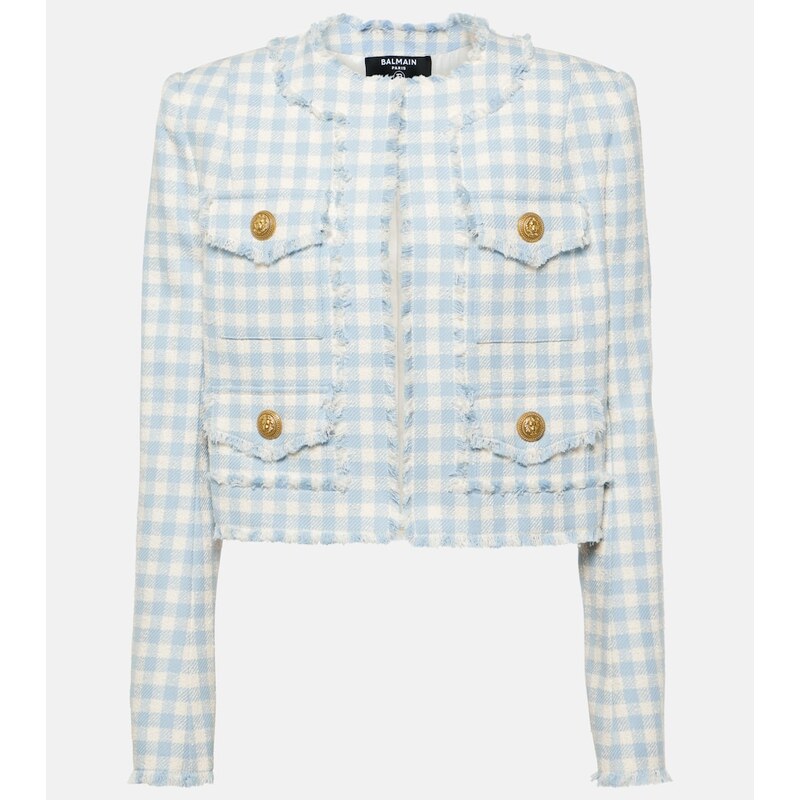 Balmain Checked cotton-blend tweed jacket 68155260