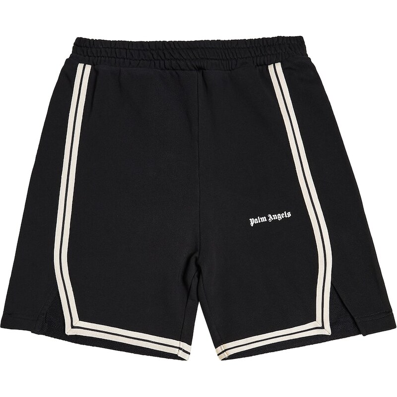 Palm Angels Kids Logo striped cotton jersey shorts 67959617