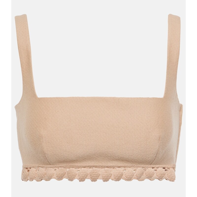 Valentino Scalloped cotton-blend bra top 68011054