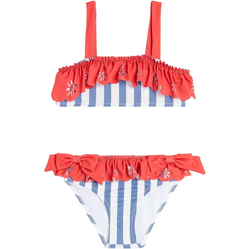 Patachou Striped ruffled bow-detail bikini 67949688
