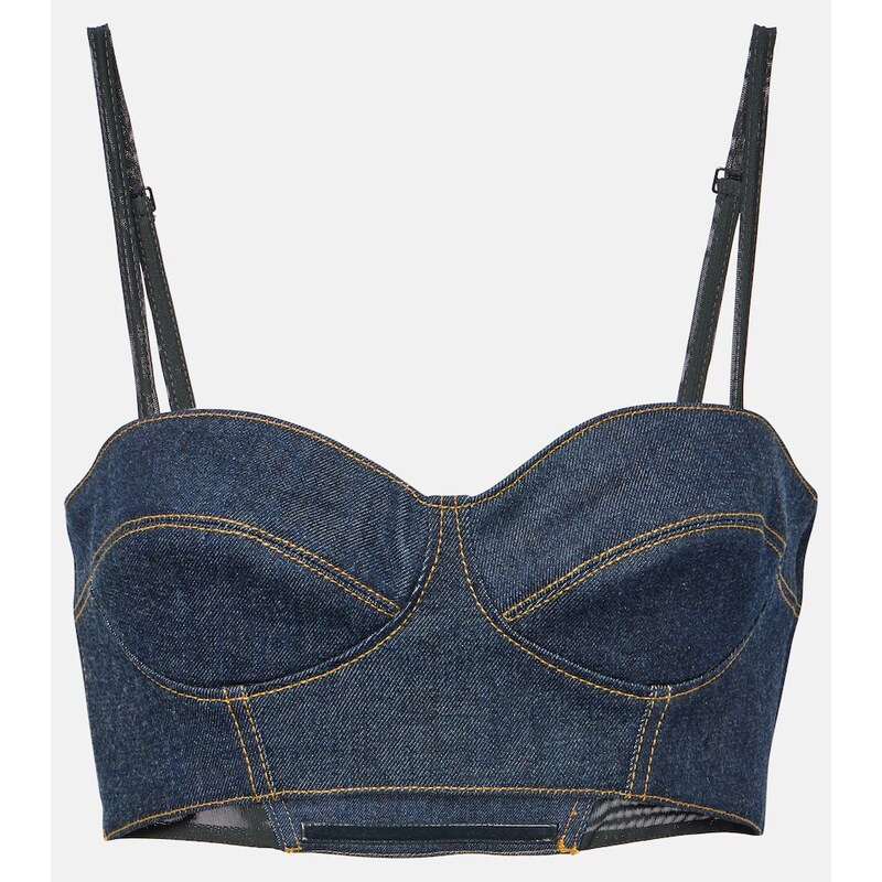 Alaia AlaÃ¯a Denim bra top 67929414