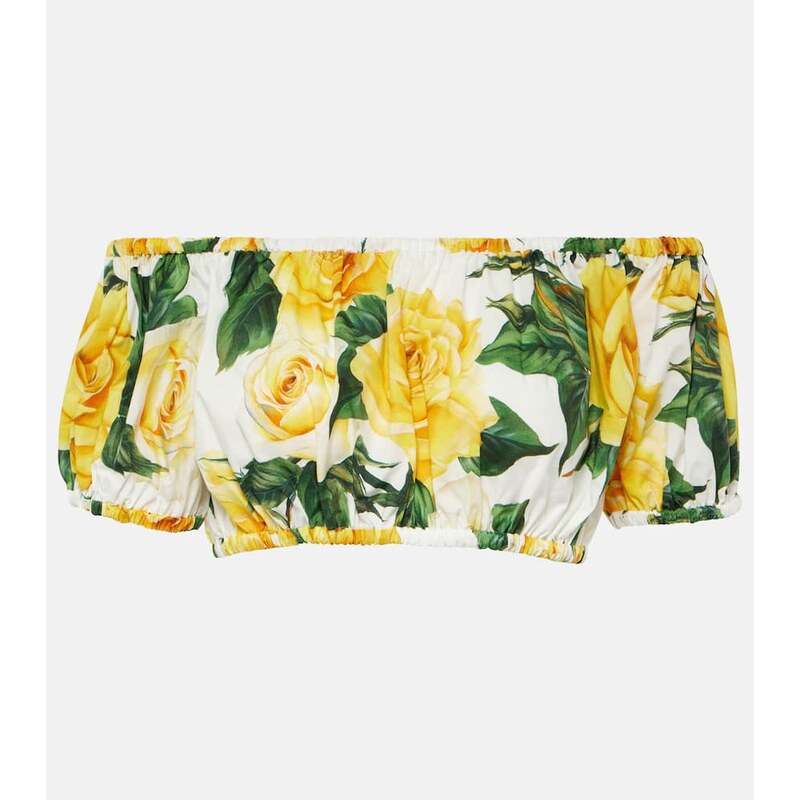 Dolce&Gabbana Floral off-shoulder cotton crop top 68124604