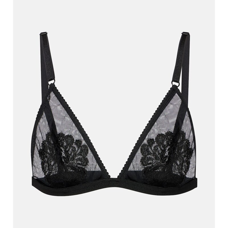 Dolce&Gabbana Lace-trimmed mesh bra top 68113554