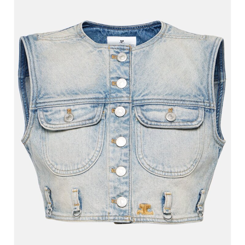 Courreges CourrÃ¨ges Cropped denim vest 68069181