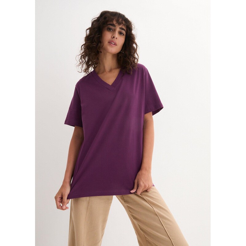 bonprix Široké dlhé tričko, V-výstrih (5 ks), krátky rukáv, farba 44999328