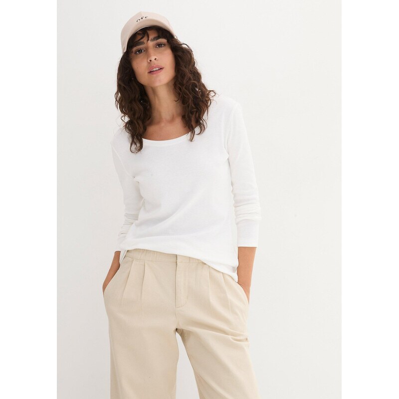 bonprix Tričko s dlhým rukávom z čistej bio bavlny, farba biela 44791353