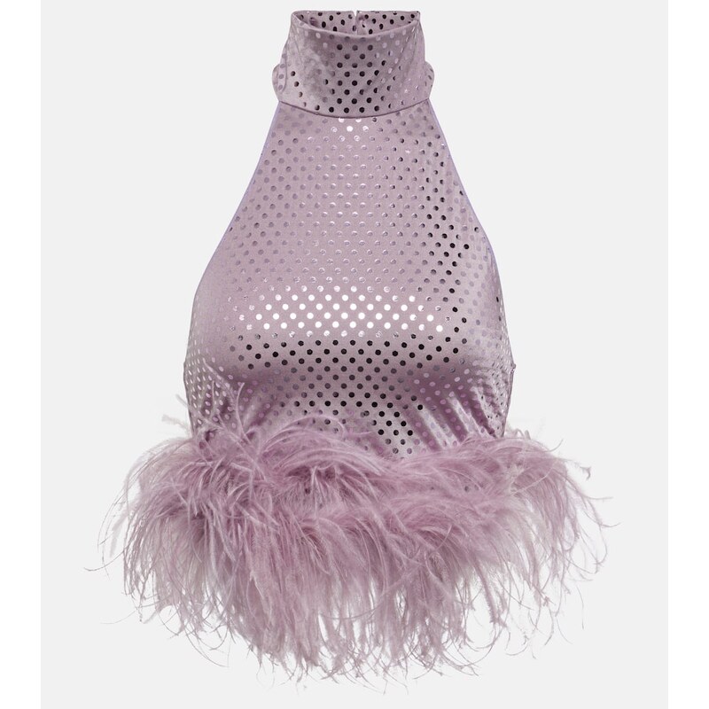 Oseree OsÃree Disco Plumage feather-trimmed top 68021414