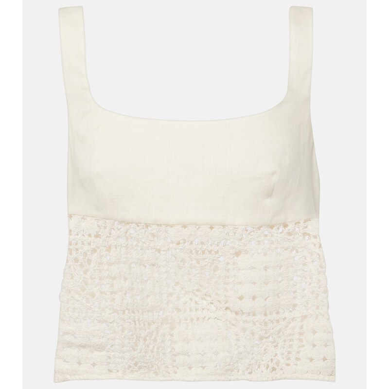 SIR Rayure linen crop top 68377088