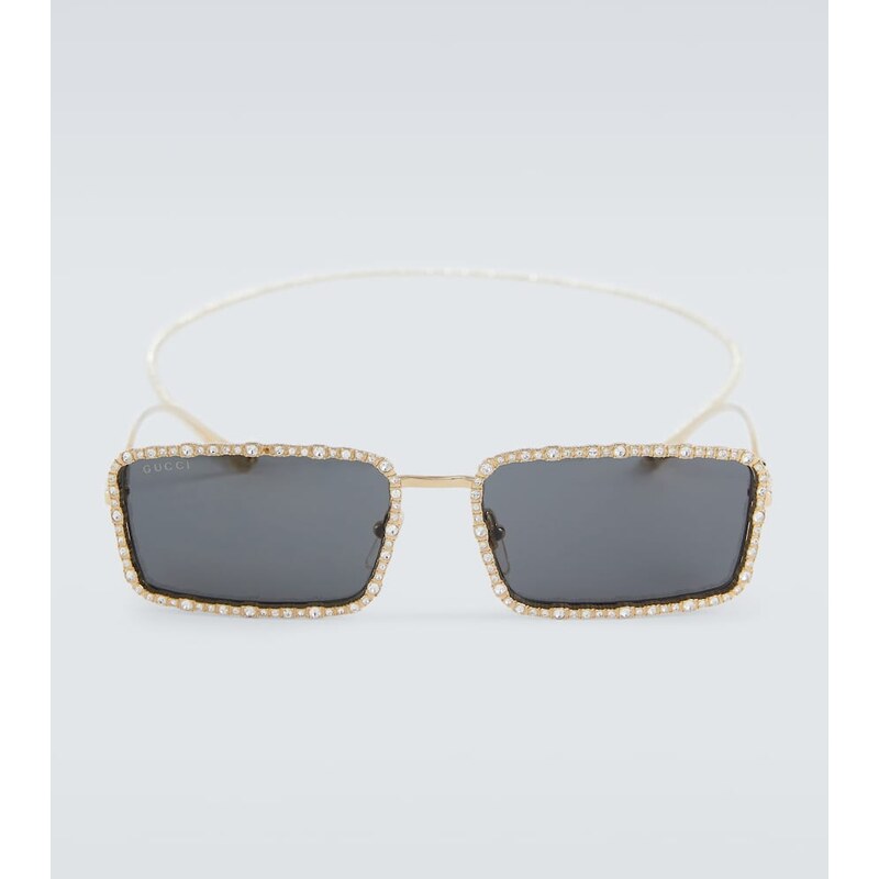 Gucci Embellished rectangular sunglasses 68048313