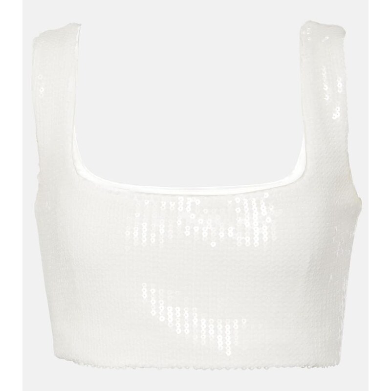 Galvan Bridal Beating Heart sequined crop top 67960163