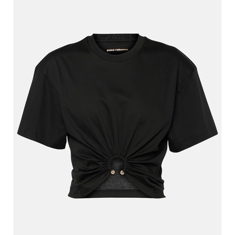 Rabanne Gathered cotton jersey crop top 68113643