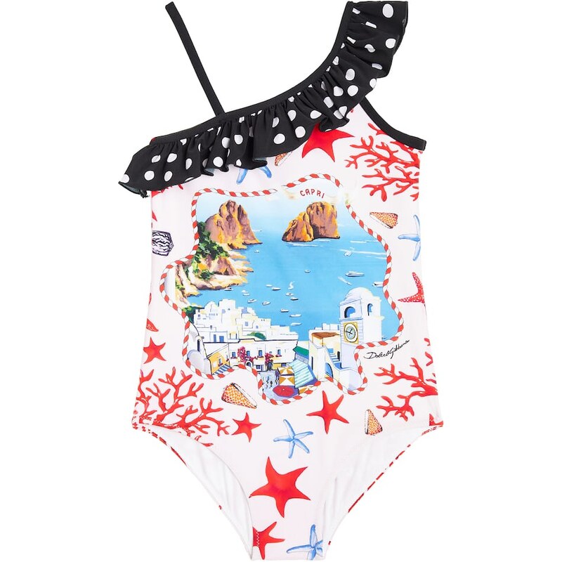 Dolce&Gabbana Kids Capri printed ruffled swimsuit 68287930