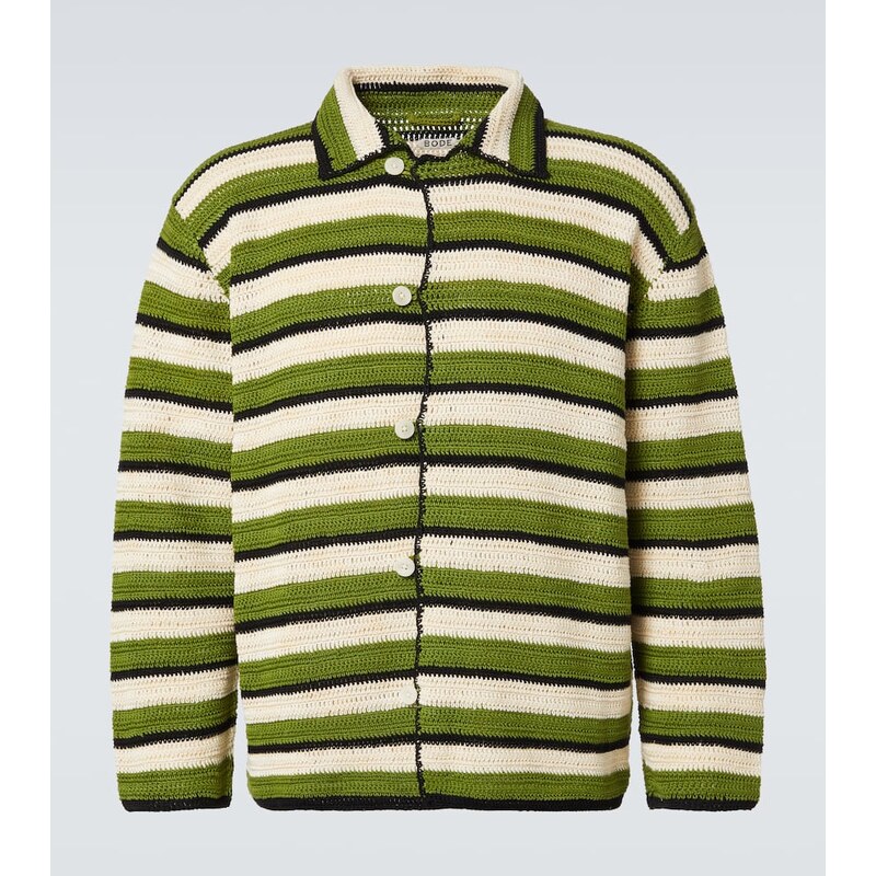 Bode Weedy striped crochet cotton shirt 68103049
