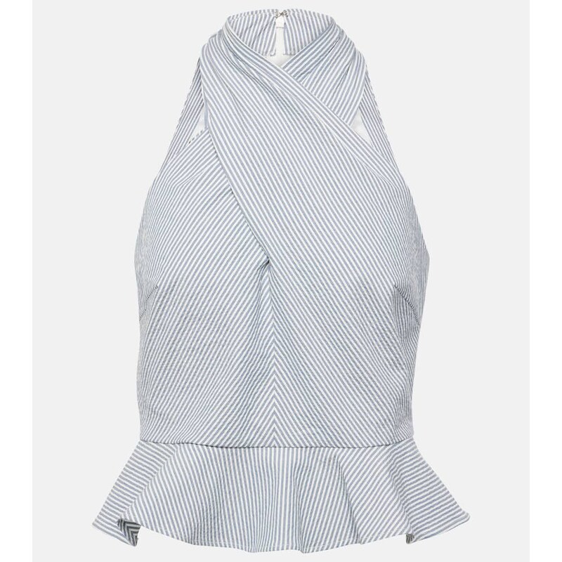 Veronica Beard Drey striped halterneck cotton top 68312587